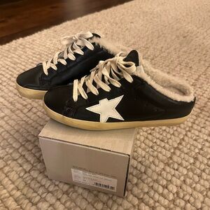Golden Goose Sabots Super Star black nappa leather with white leather star